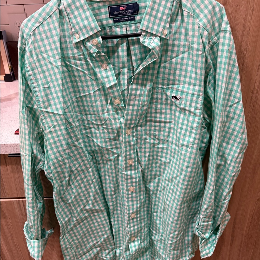 Vineyard Vines Mint Checkered Men's Shirt